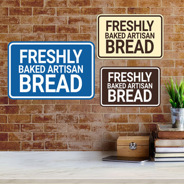 Signs ByLITA Classic Framed Freshly Baked Artisan Bread Door or Wall Sign Easy Installation | Office And Shop Decor | Bars And Restaurants